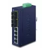 PLANET ISW-621TS15 Industrial Unmanaged L2 Fast Ethernet Switch with 4x 10/100 + 2x 100Base-FX SC Multi-mode, DIN-Rail/Wall-Mount, -40 to 75°C