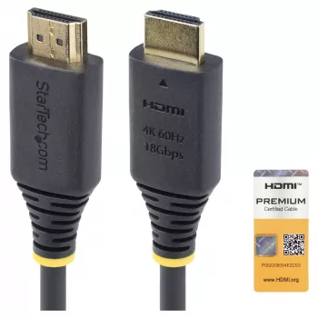 StarTech.com 1.5m (4.9ft) Premium Certified High Speed HDMI-kaabel, 4K60Hz, must