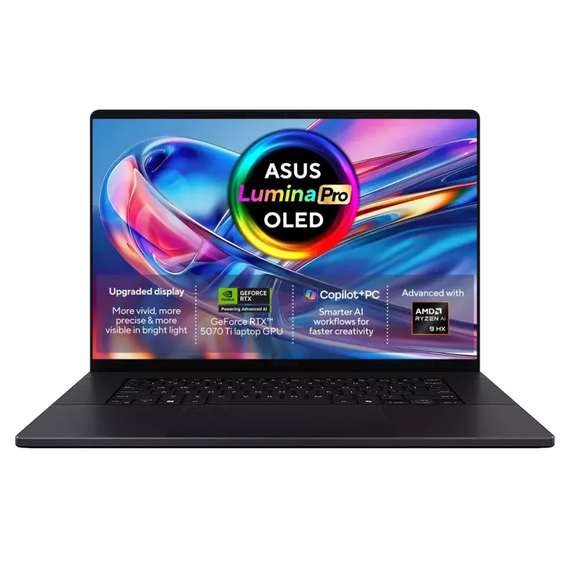 ASUS ProArt P16 H7606WR-SE058X Ryzen AI 9 HX 370 16.0 inch 4K OLED 120Hz 1600nits Anti-Reflective Sülearvuti 32GB LPDDR5X 1TB SSD GeForce RTX 5070 Ti 12GB FHD Kaamera 90WHrs Windows 11 Pro Alumiinium Nano Black