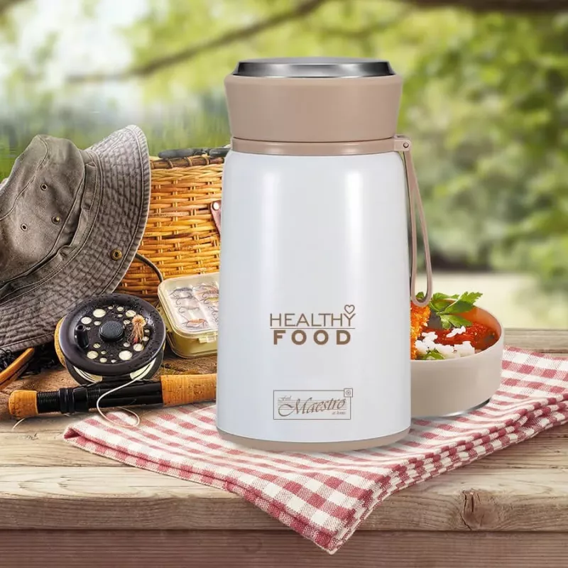 Maestro MR-1646-80 Dinner Thermos 0.8 L roostevabast terasest vaakumtoidupudel kokkupandava lusikaga