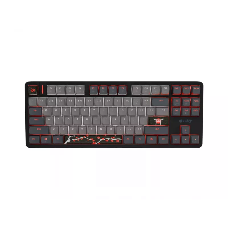 Fury Kanabo K6 Gaming Keyboard, US Layout, RGB Backlighting, Magnetic Wrist Rest, Black/Grey