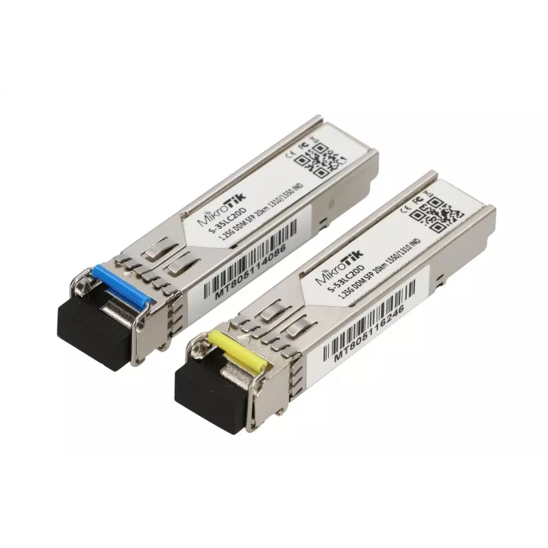 MikroTik SFP-moodul S-3553LC20D, 1.25Gb/s, 20km, üksikrežiim, paar (T1310nm/R1550nm) + (T1550nm/R1310nm)
