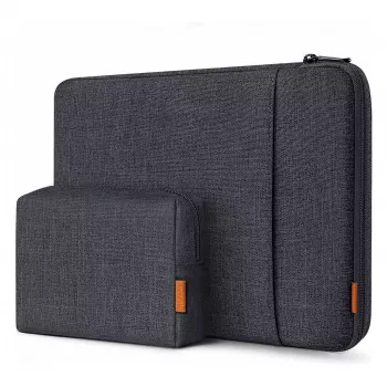 Inateck 16-tolline sülearvutiümbris tarvikukotiga, must-hall, veekindel polüester, YKK tõmblukk, lööke neelav, kriimustuskindel, sale ja kerge disain, ühilduv MacBook Pro 16 inch 2021-2023, Dell XPS 15, Surface Laptop 15