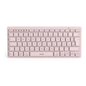 Inateck Bluetooth Keyboard QWERTZ Pink - Slim Portable Keyboard for Windows, macOS, iOS, Android