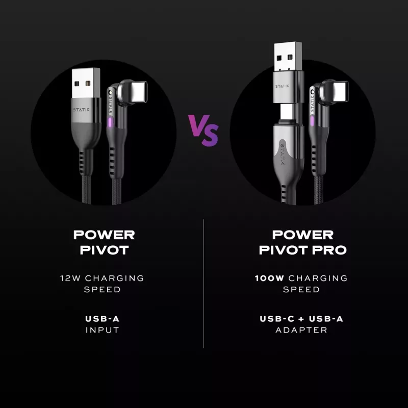 STATIK PowerPivot Pro Nylon Braided USB-C to USB-C kaabel 3m Must