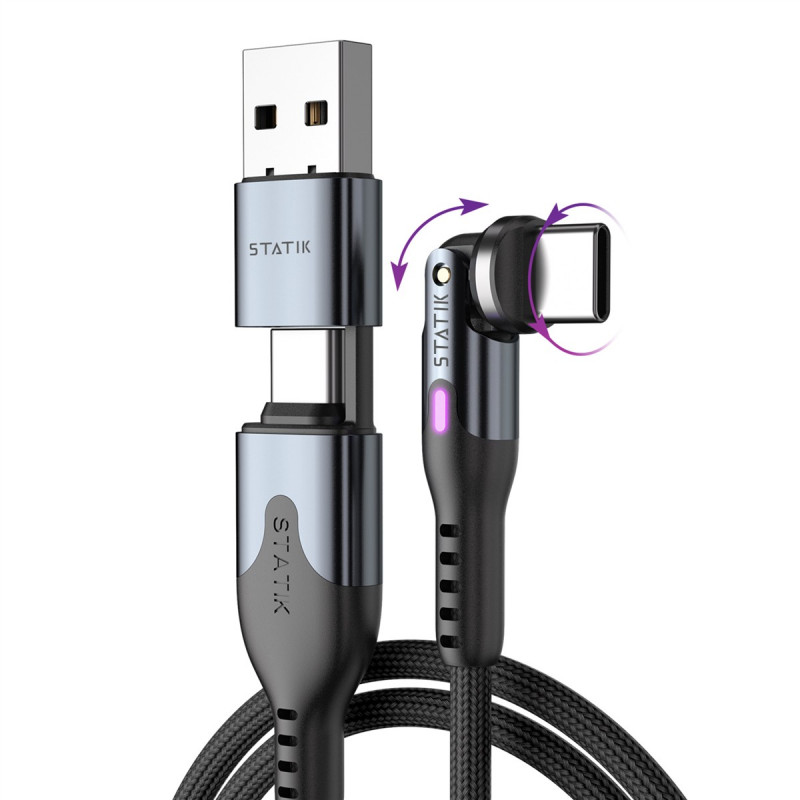 STATIK PowerPivot Pro Nylon Braided USB-C to USB-C kaabel 3m Must