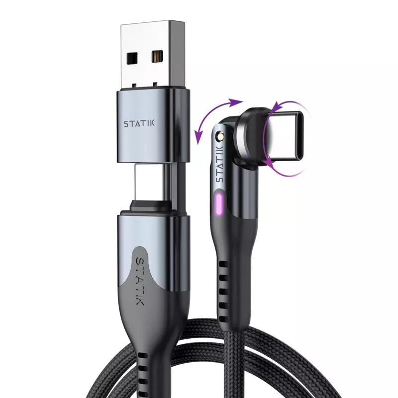 STATIK PowerPivot Pro Nylon Braided USB-C to USB-C kaabel 3m Must