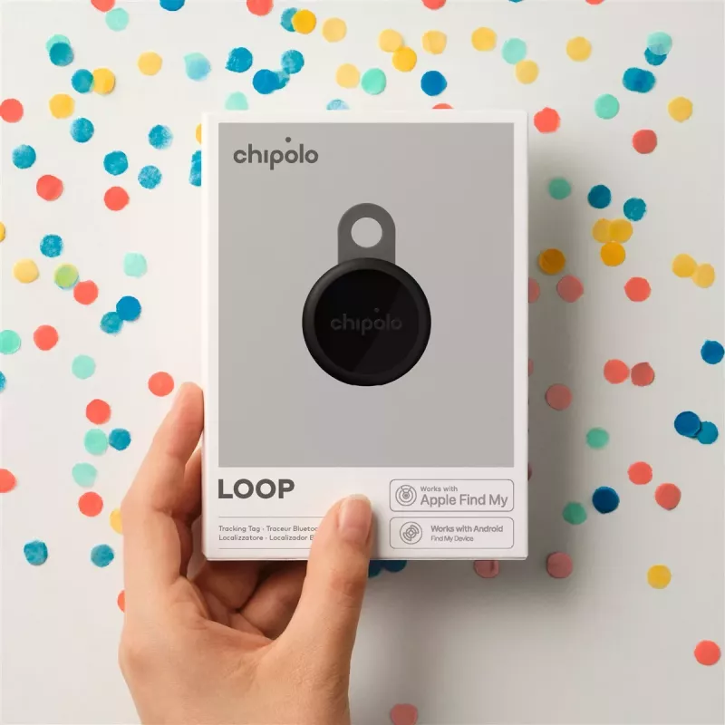 Chipolo LOOP – laetav Bluetooth-otsinguseade silikoonaasaga iOS-ile ja Androidile, 4-pakk (Charcoal, Chalk, Navy, Coral)
