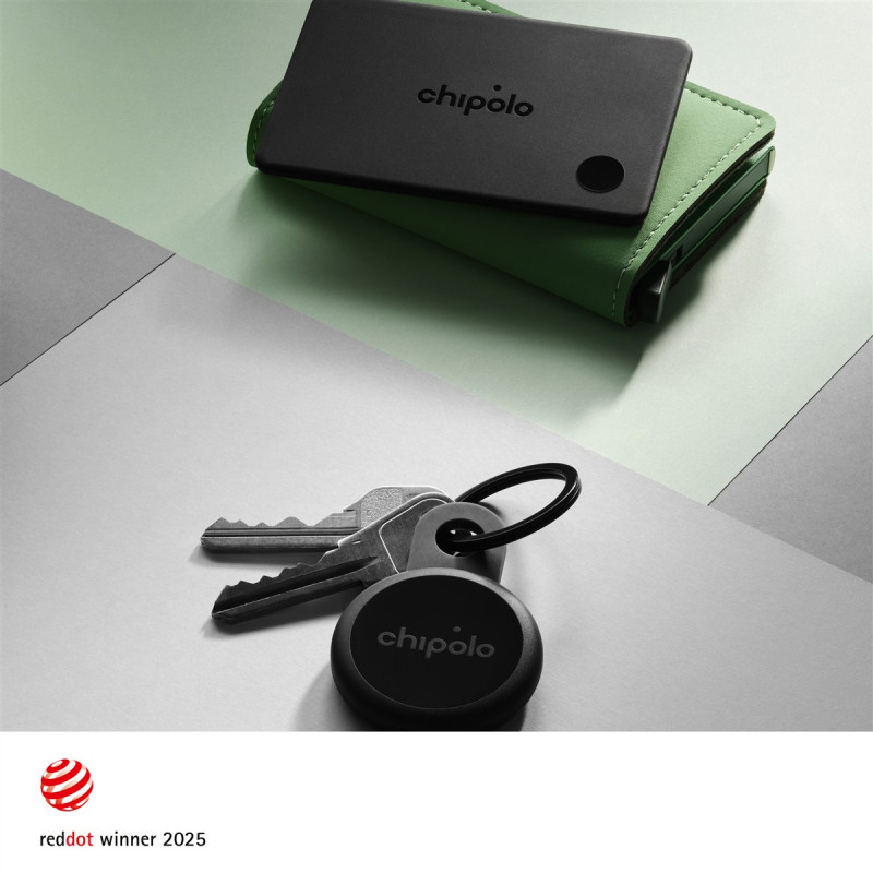 Chipolo CARD & LOOP Rechargeable Bluetooth Tracker Bundle for iOS & Android, Charcoal