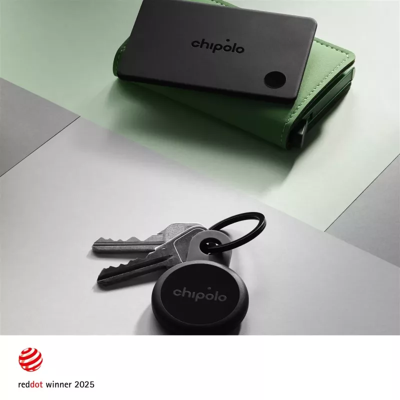 Chipolo CARD & LOOP Rechargeable Bluetooth Tracker Bundle for iOS & Android, Charcoal