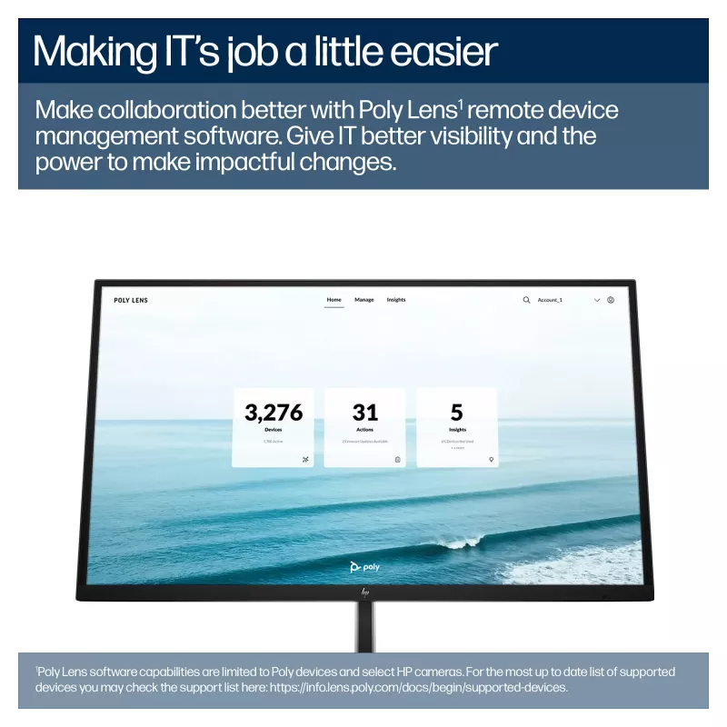 Poly Studio E60 PTZ konverentsikaamera - 4K UHD, kahekordne 8MP, PoE+