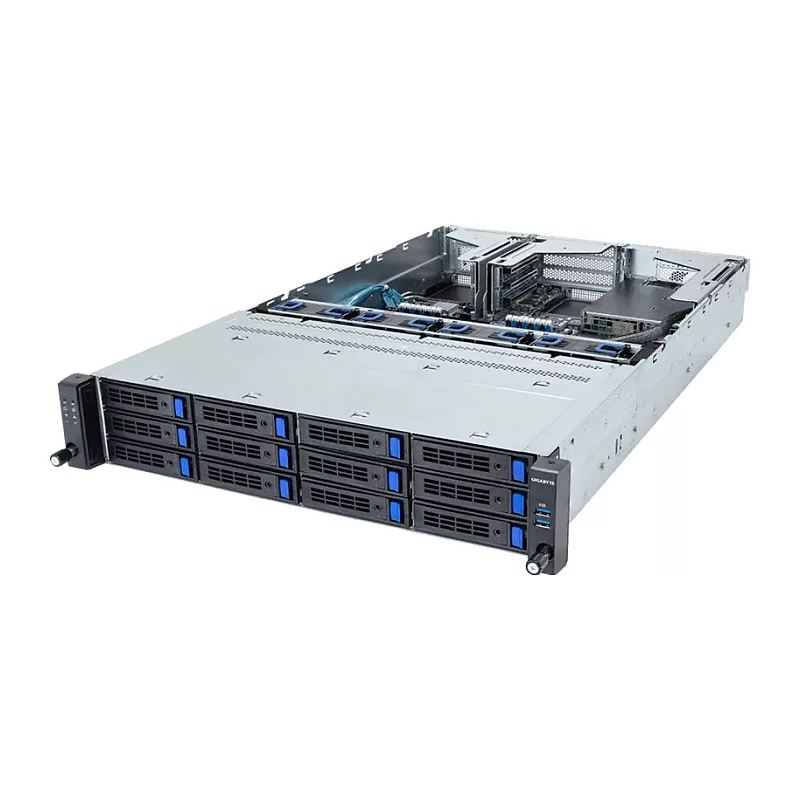 Giga Computing GigaByte R263-S30-AAH2 2U Rackmount Server Barebone, 12x 3.5 inch/2.5 inch Hot-Swap Bays, 2x 1300W Redundant PSU, Intel C236, LGA 1151