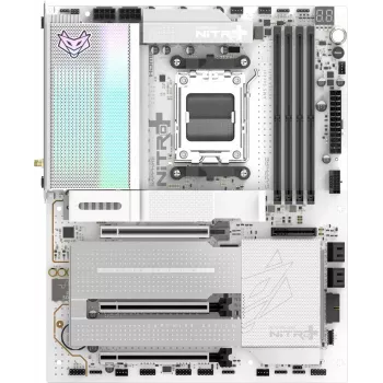 SAPPHIRE NITRO+ X870EA PHANTOMLINK P.E Mainboard, AMD X870E, Socket AM5, DDR5, Wi-Fi 7, Valge/Must