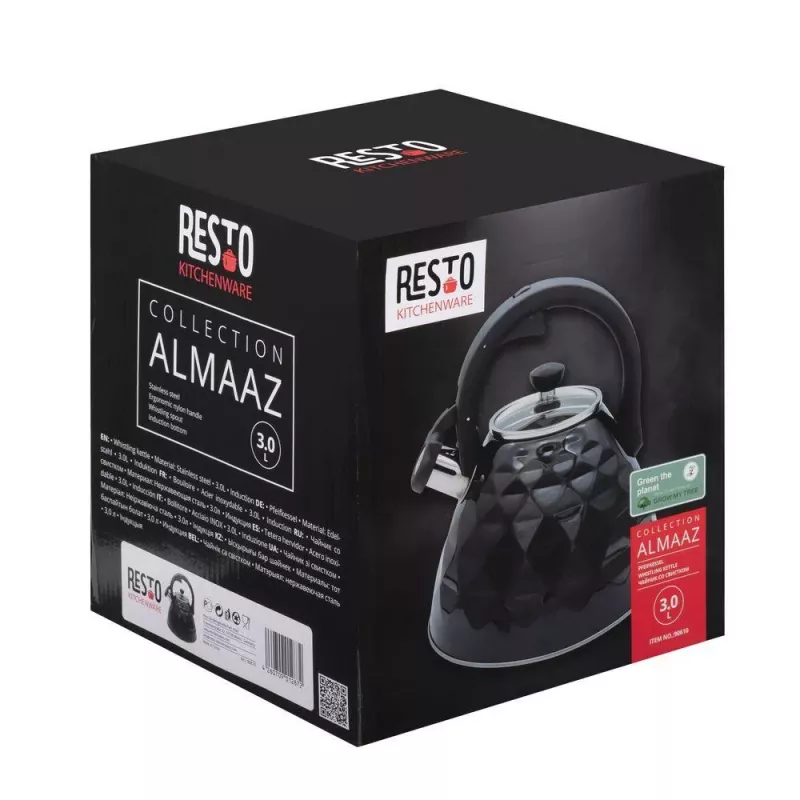 RESTO Whistling Kettle 3L Stainless Steel Silver/Black 90610