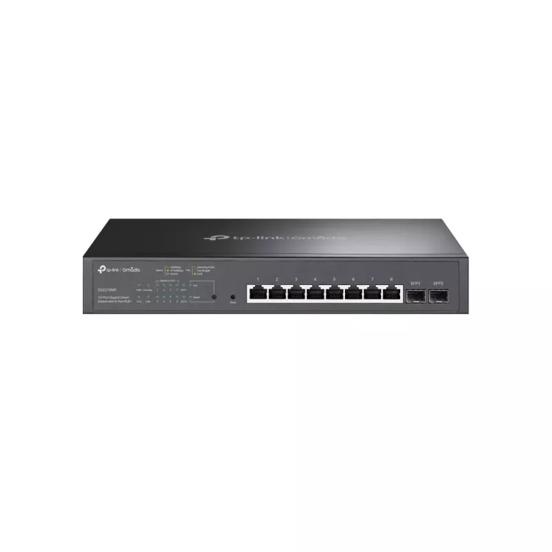 TP-LINK TL-SG2210MP Smart Managed Layer 2+ Switch, 8-Port Gigabit PoE+ with 2 SFP Slots, 150W PoE Budget, Rackmountable