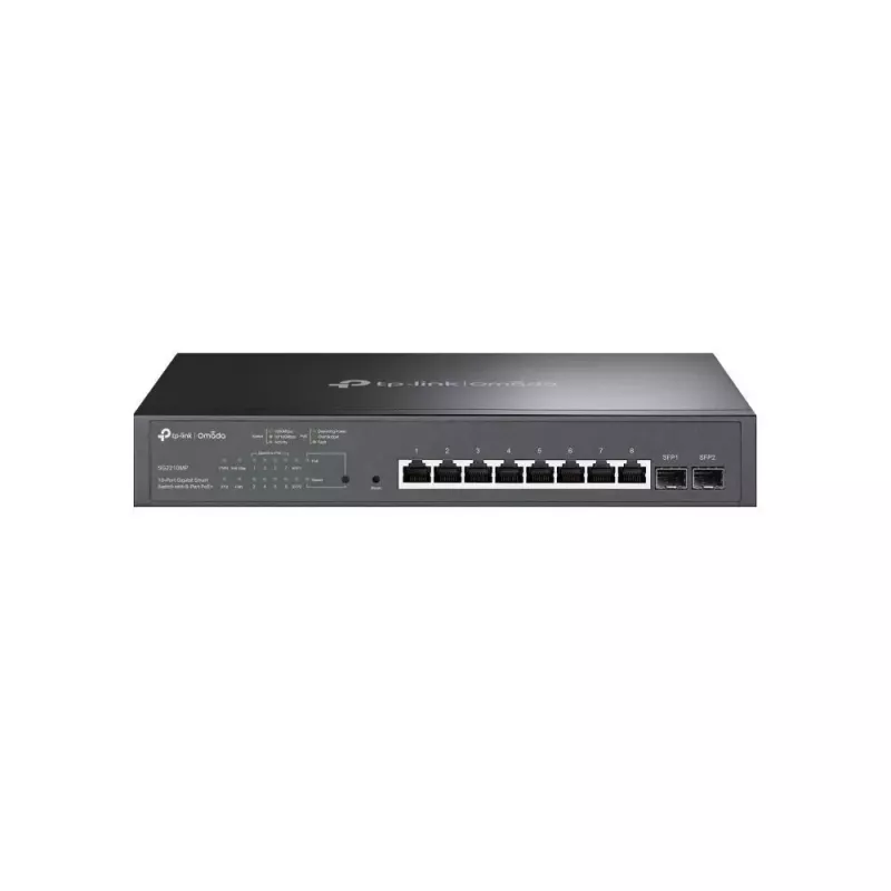 TP-LINK TL-SG2210MP Smart Managed Layer 2+ Switch, 8-Port Gigabit PoE+ with 2 SFP Slots, 150W PoE Budget, Rackmountable
