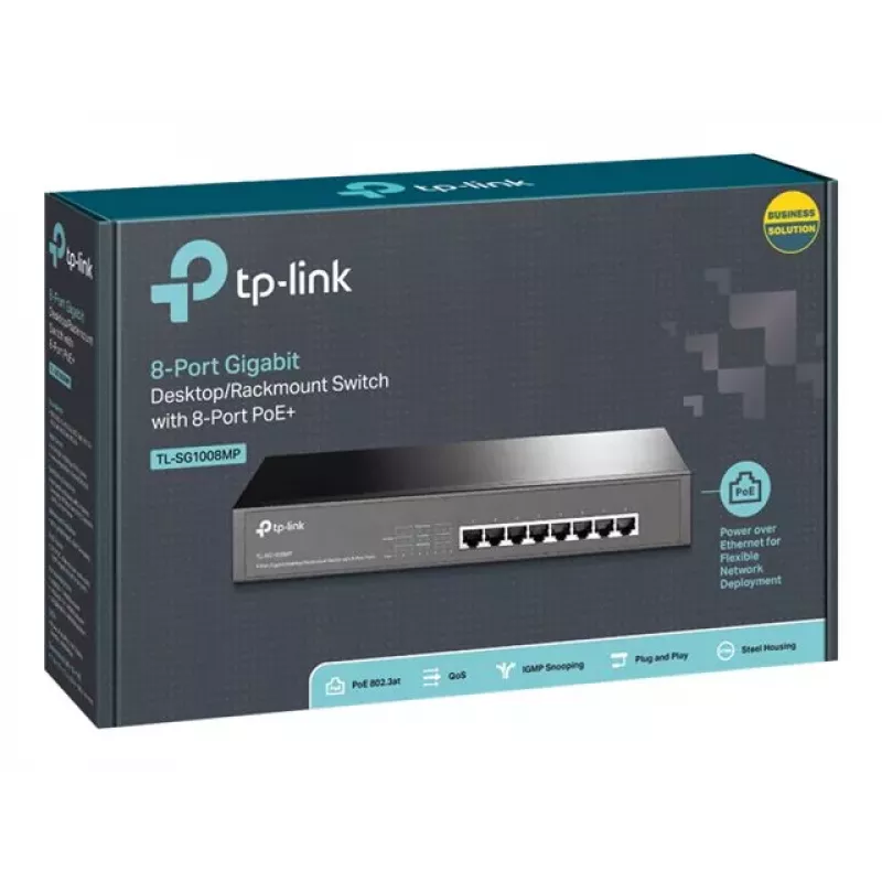 TP-Link TL-SG1008MP Unmanaged Gigabit Ethernet PoE+ Switch (8 Ports, 126W Budget, Black)