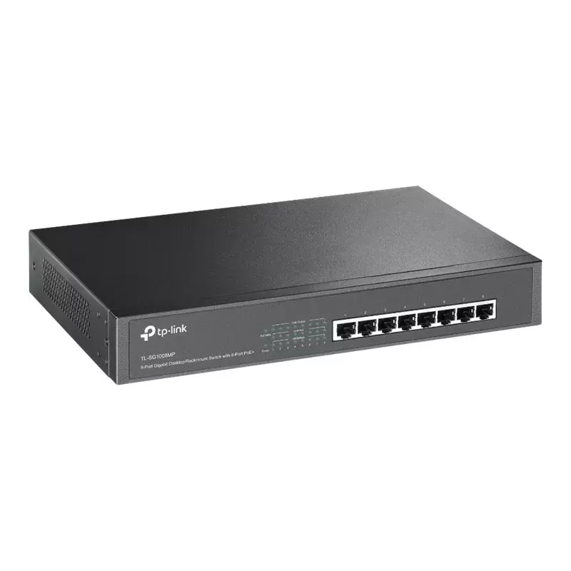 TP-Link TL-SG1008MP Unmanaged Gigabit Ethernet PoE+ Switch (8 Ports, 126W Budget, Black)