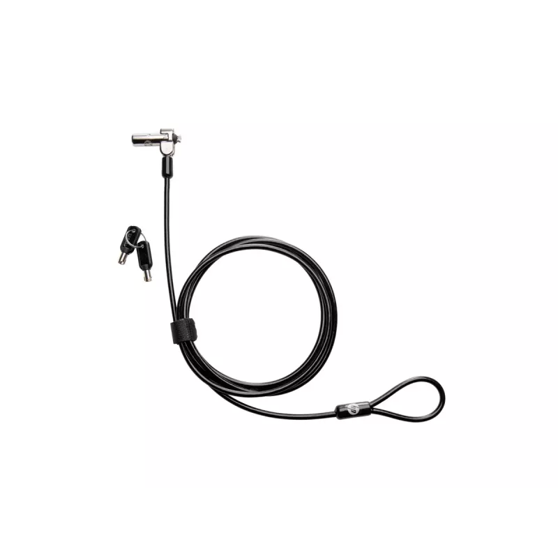 HP Nano MK Lock - Võtmega kaabellukk Kensington Nano turvapesa jaoks, 1,83 m tsingitud teraskaabel, must/hõbe