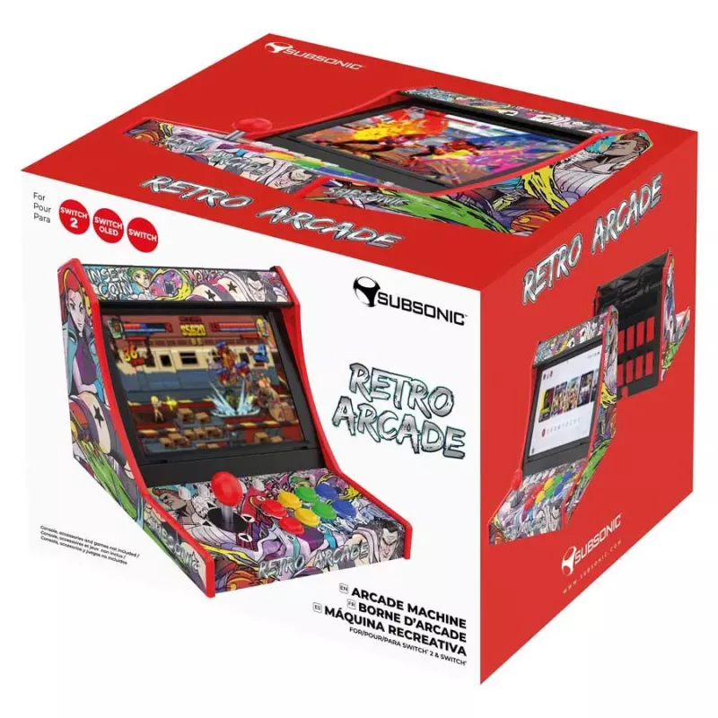 Subsonic Retro Arcade Arcade Stick / Fight Stick PC-le, PS3, PS4, Nintendo Switch, Xbox One, Xbox Series X/S, USB-A, 2.5 m kaabel, must/punane