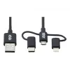 Eaton Tripp Lite Series Universal USB-A to Lightning, USB Micro-B and USB-C Sync/Charge Cable (M/3xM), MFi Certified, Black, 6 ft. (1.8 m)