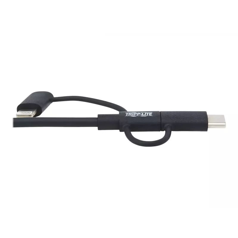 Eaton Tripp Lite Series Universal USB-A to Lightning, USB Micro-B and USB-C Sync/Charge Cable (M/3xM), MFi Certified, Black, 6 ft. (1.8 m)