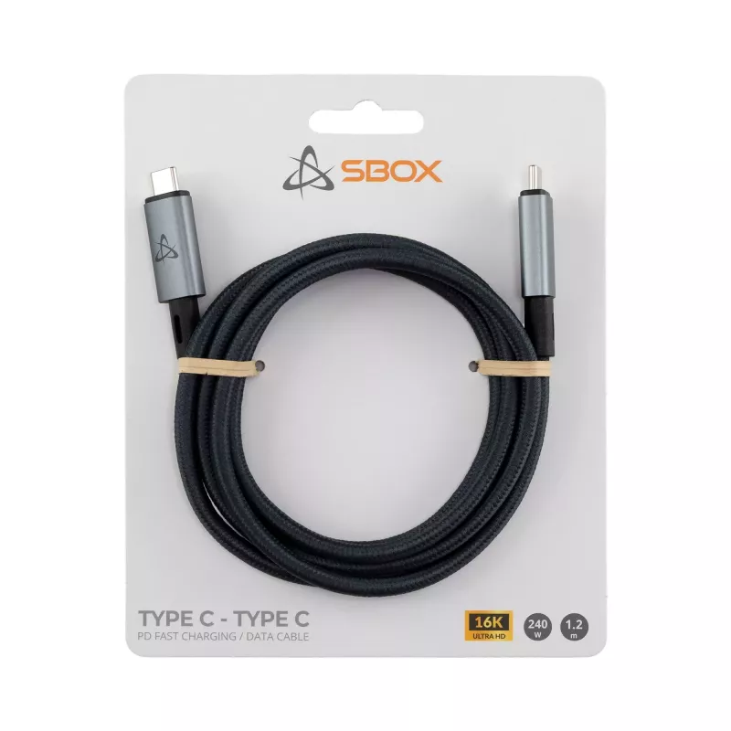 SBOX USB-C to USB-C kaabel 1,2m 240W 80 Gbps 16K/60Hz