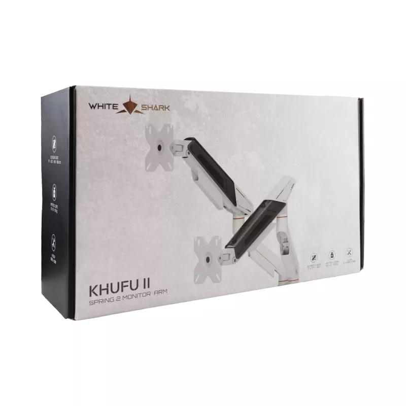 White Shark KHUFU-II GMS-3211 Kahe monitori lauakinnitus - gaasivedru, 17 inch-32 inch, 9 kg haru kohta, must