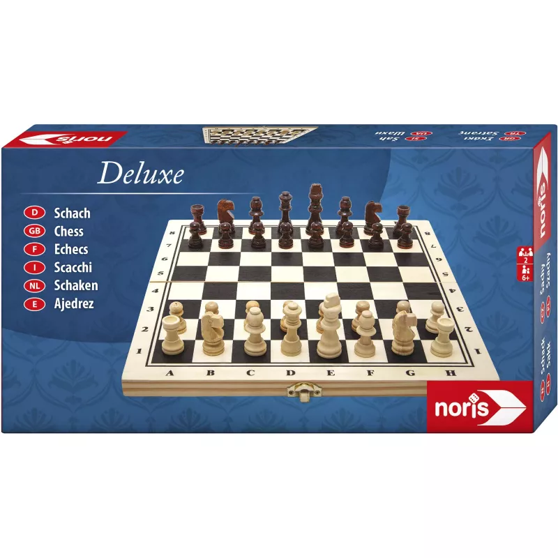 SIMBA-DICKIE Deluxe Wooden Chess Set - Folding Chess Cassette with Weighted Staunton Pieces