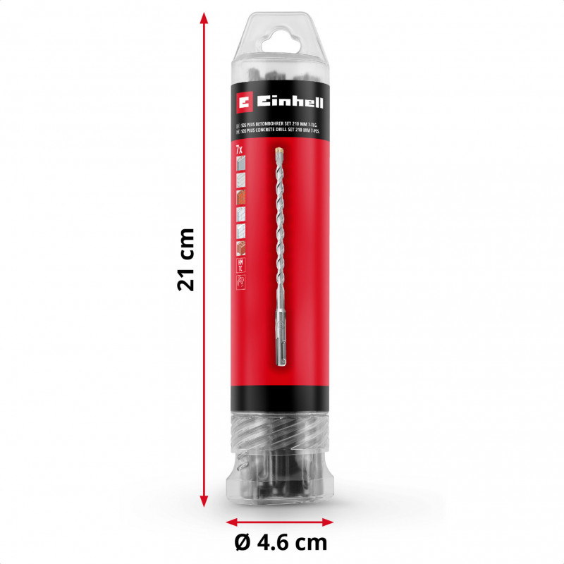 EINHELL-KWB SDS-plus Hammer Drill Bit Set, Ø 6-14 mm (7-piece, 210 mm)