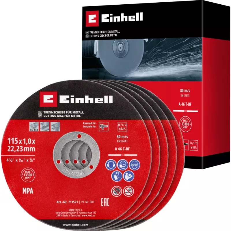 EINHELL-KWB õhuke lõikeketas, Ø 115 x 1,0 mm, 5 tükki (nurklihvijale)