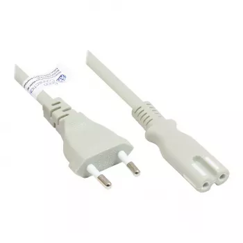 GoodConnections Euro toitekaabel Europistik Type C (sirge) – C7/Euro 8 pistikupesa (sirge), hall, 0,75 mm², 5 m, Good Connections® (P0370-GR050)