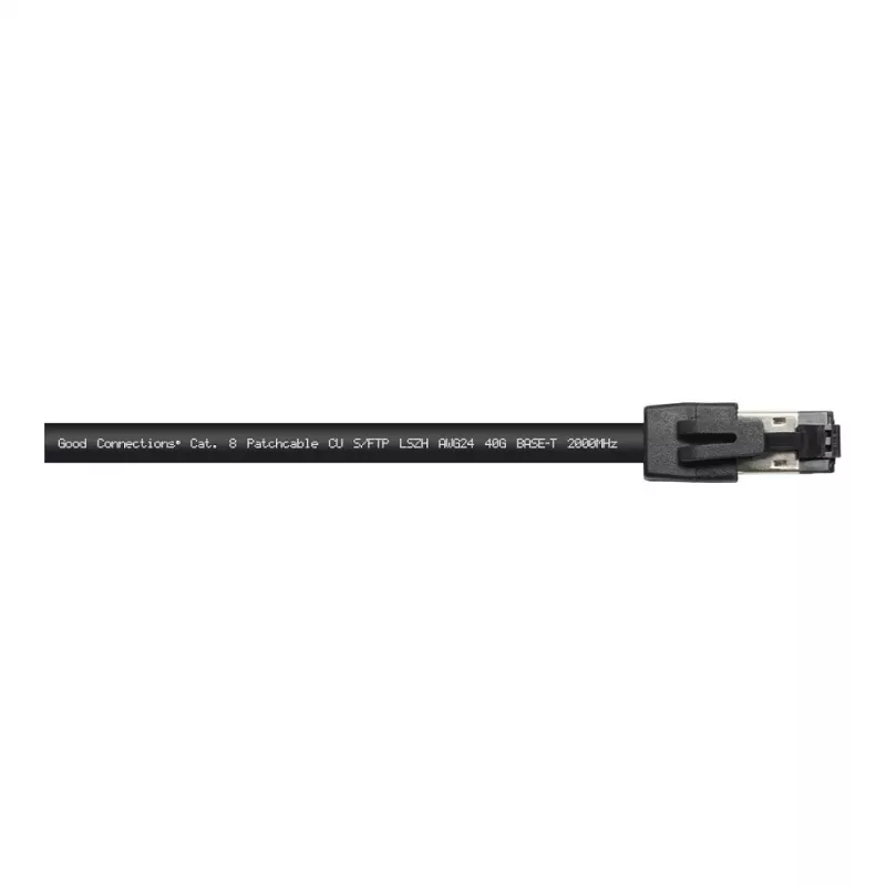 GoodConnections RNS® Cat.8.1 S/FTP Patch Cable, 0.5m, Black, LSZH, 40Gbit/s, 2000MHz