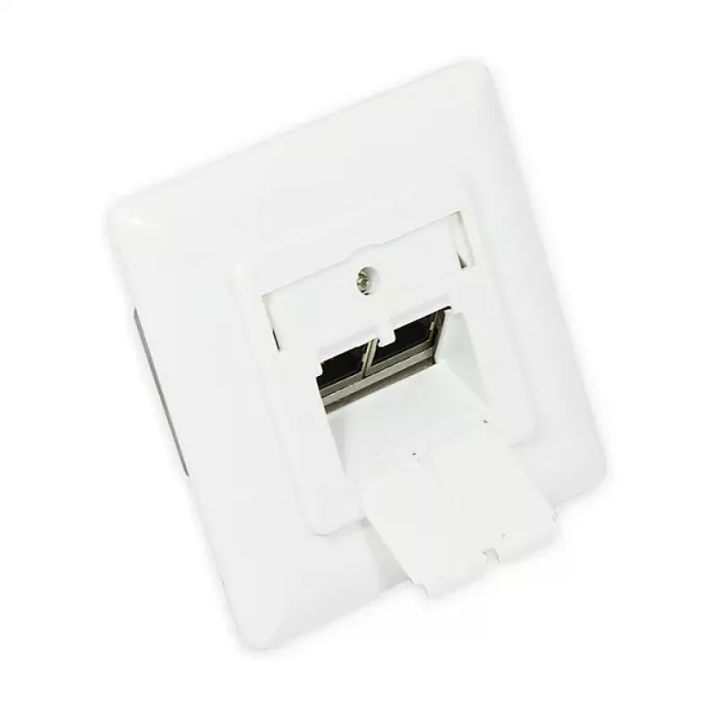 GoodConnections Cat. 6 võrgupistikupesa, 2xRJ45, varjestatud, seinasisene, disainiga sobiv, vertikaalne kaabli sisenemine, signaalvalge (RAL 9003), GC-N0024
