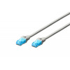 DIGITUS CAT 5e U/UTP Patch Cable, 0.5 m, Grey, RJ45, Gold-Plated, Snagless