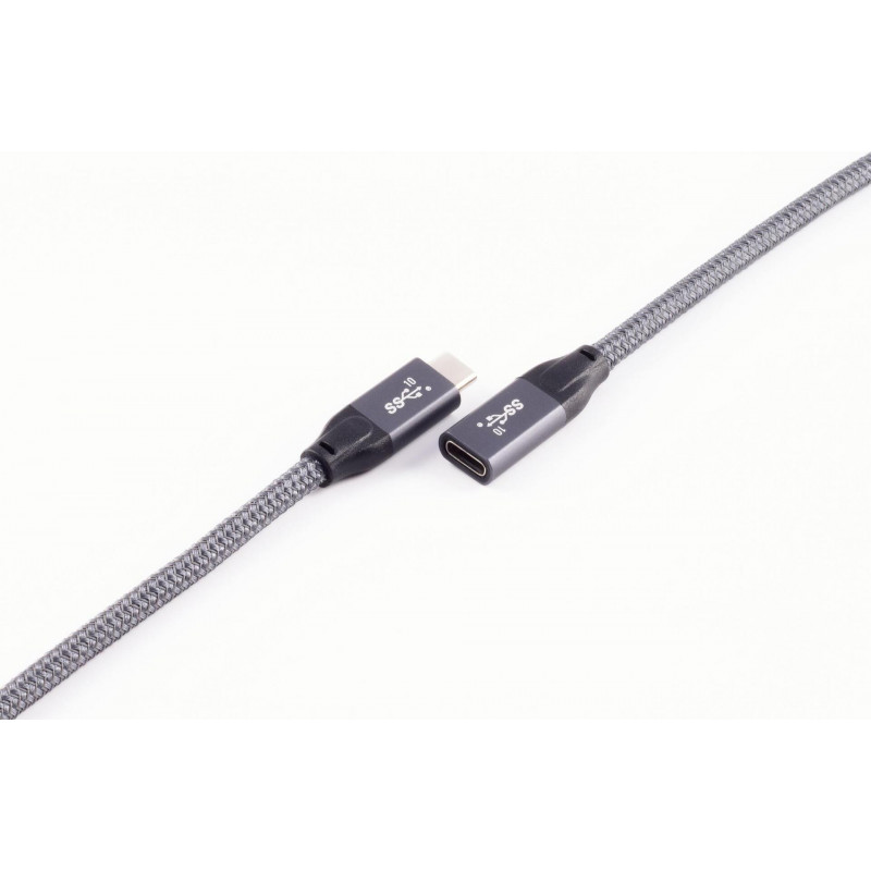 ShiverPeaks BASIC-S USB-C pikenduskaabel, USB 3.2 Gen 2, 2,0 m, must