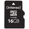 Intenso 16GB MicroSDHC Class 4 mälukaart SD-adapteriga, lugemiskiirus kuni 21 MB/s, must
