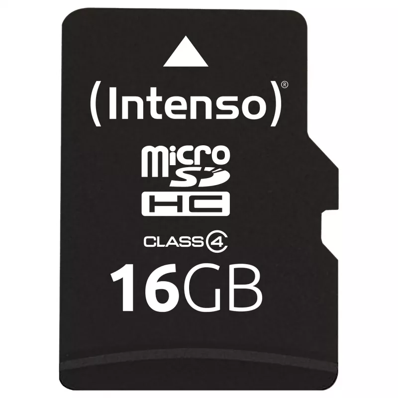Intenso 16GB MicroSDHC Class 4 mälukaart SD-adapteriga, lugemiskiirus kuni 21 MB/s, must