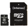 Intenso 16GB MicroSDHC Class 4 mälukaart SD-adapteriga, lugemiskiirus kuni 21 MB/s, must
