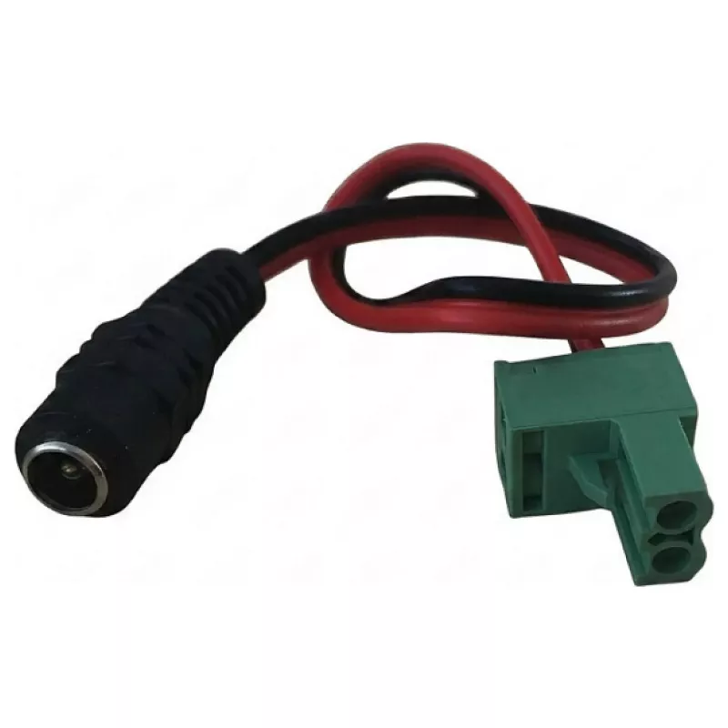 Synergy 21 LED DC toiteühenduse adapterkaabel KEFA Phoenix ühilduv, 5.5x2.1mm emane 2-pin isasele pistikule, 15cm, must