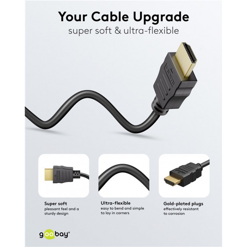 Goobay HDMI High-Speed Cable with Ethernet | Soft | 0.5 m