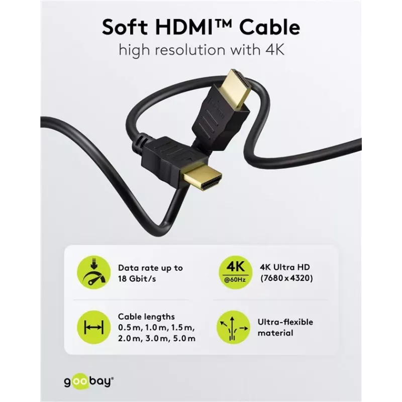 Goobay 80101 HDMI High-Speed kaabel Ethernetiga, 1 m, must
