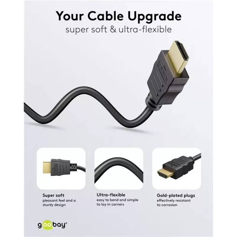 Goobay 80103 Soft HDMI High-Speed Cable with Ethernet 2 m Black
