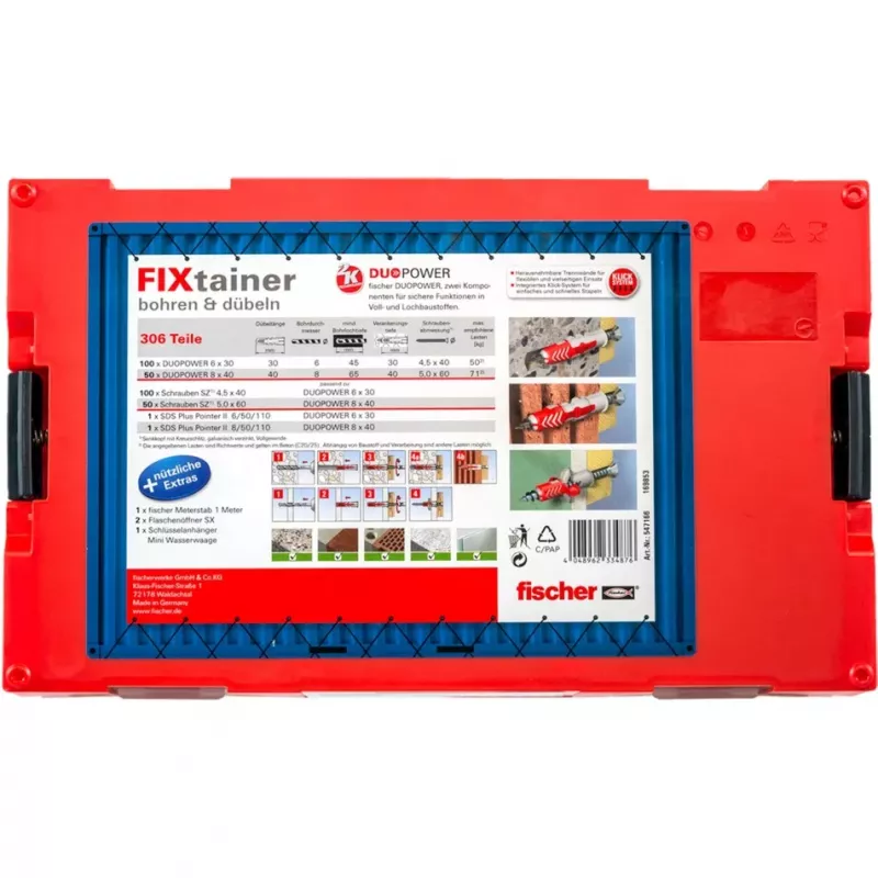 Fischer FIXtainer puur- ja tüüblikomplekt 160 tk