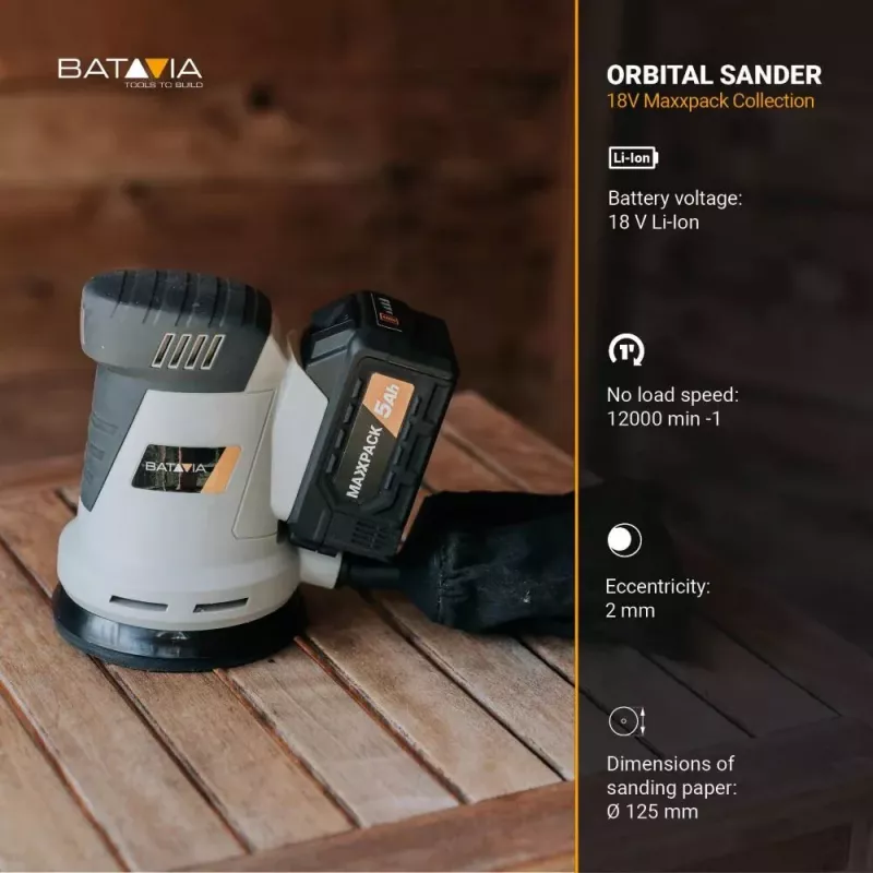 Batavia 18V juhtmeta ekstsentriklihvija 125 mm (ainult seade)