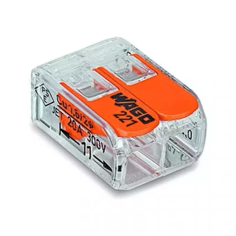 WAGO 221-412 2-juhiline kompaktne jätkuklemm, 0,2-4 mm², 100 tk