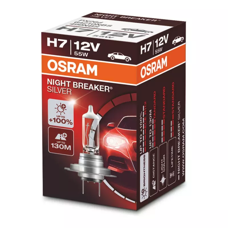 OSRAM NIGHT BREAKER SILVER H7 64210NBS Halogeen Esitulede Pirn 12V 55W 1500lm