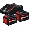 BOSCH EXPERT algkomplekt 18V, 2x EXBA 18V-150 + laadija EXAL18V-160 (must, 2x Li-Ion aku 15Ah, AMPShare Alliance)