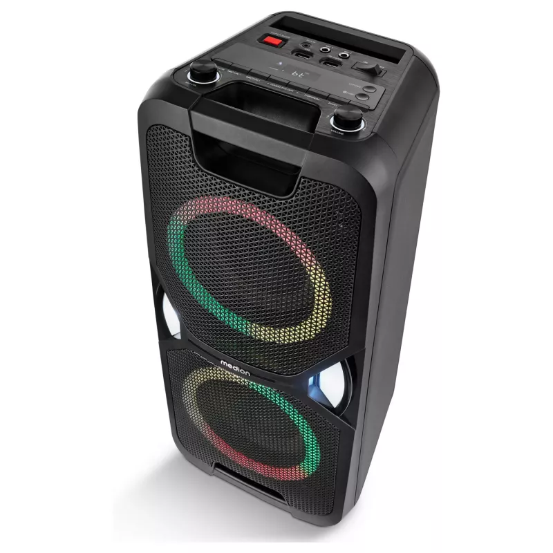 MEDION PE-1 Pure Party Speaker Black - Bluetooth 5.0, 40W RMS, 2x 6.5 inch kõlarid, Karaoke, TWS, LED tuled, Power Bank