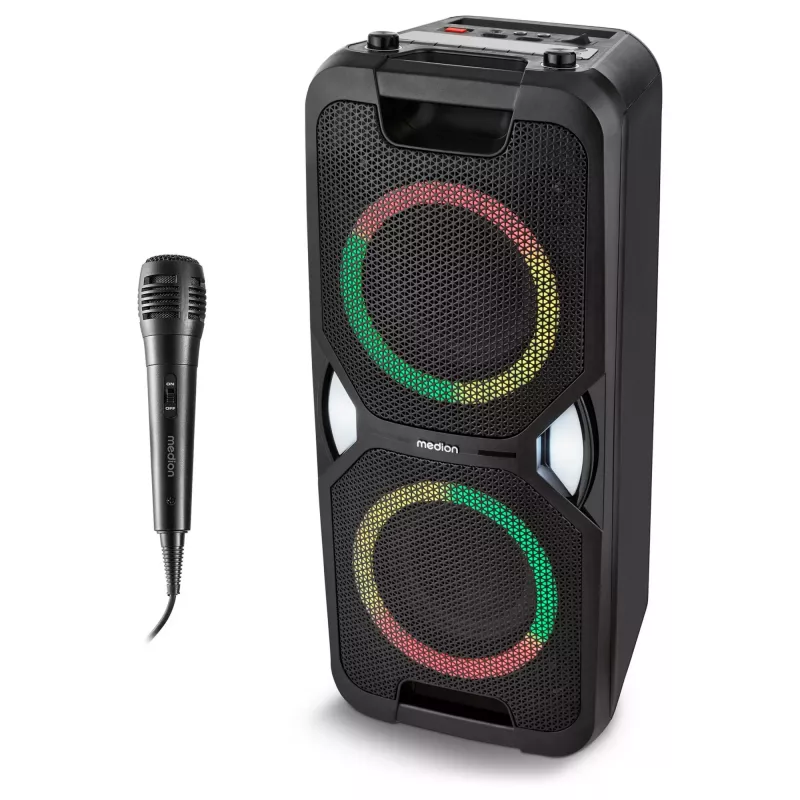 MEDION PE-1 Pure Party Speaker Black - Bluetooth 5.0, 40W RMS, 2x 6.5 inch kõlarid, Karaoke, TWS, LED tuled, Power Bank